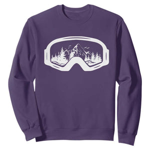 Skiing Sweatshirt Skiing Goggles Snow Wintersport Ski Snowboard TS10 Purple Print Your Wear