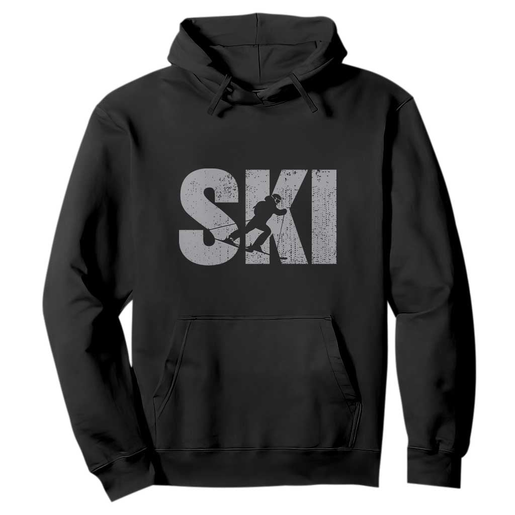 Cool Distressed Skiing Hoodie for Skiers TS10 Black Print Your Wear