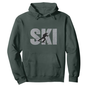 Cool Distressed Skiing Hoodie for Skiers TS10 Dark Forest Green Print Your Wear