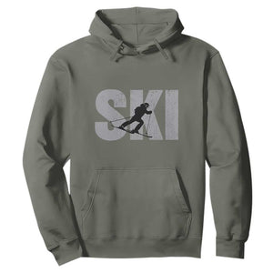 Cool Distressed Skiing Hoodie for Skiers TS10 Military Green Print Your Wear