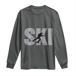 Cool Distressed Skiing Long Sleeve Shirt for Skiers TS10 Dark Heather Print Your Wear