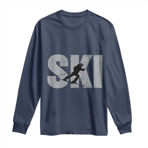 Cool Distressed Skiing Long Sleeve Shirt for Skiers TS10 Navy Print Your Wear