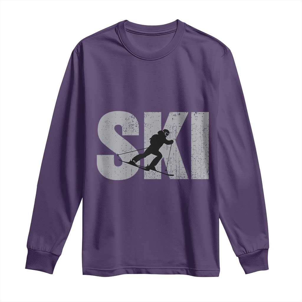 Cool Distressed Skiing Long Sleeve Shirt for Skiers TS10 Purple Print Your Wear