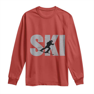 Cool Distressed Skiing Long Sleeve Shirt for Skiers TS10 Red Print Your Wear