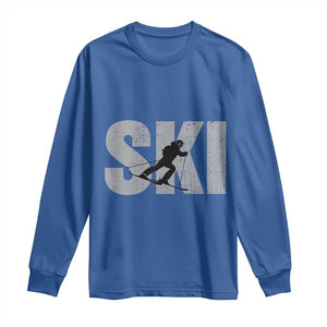 Cool Distressed Skiing Long Sleeve Shirt for Skiers TS10 Royal Blue Print Your Wear