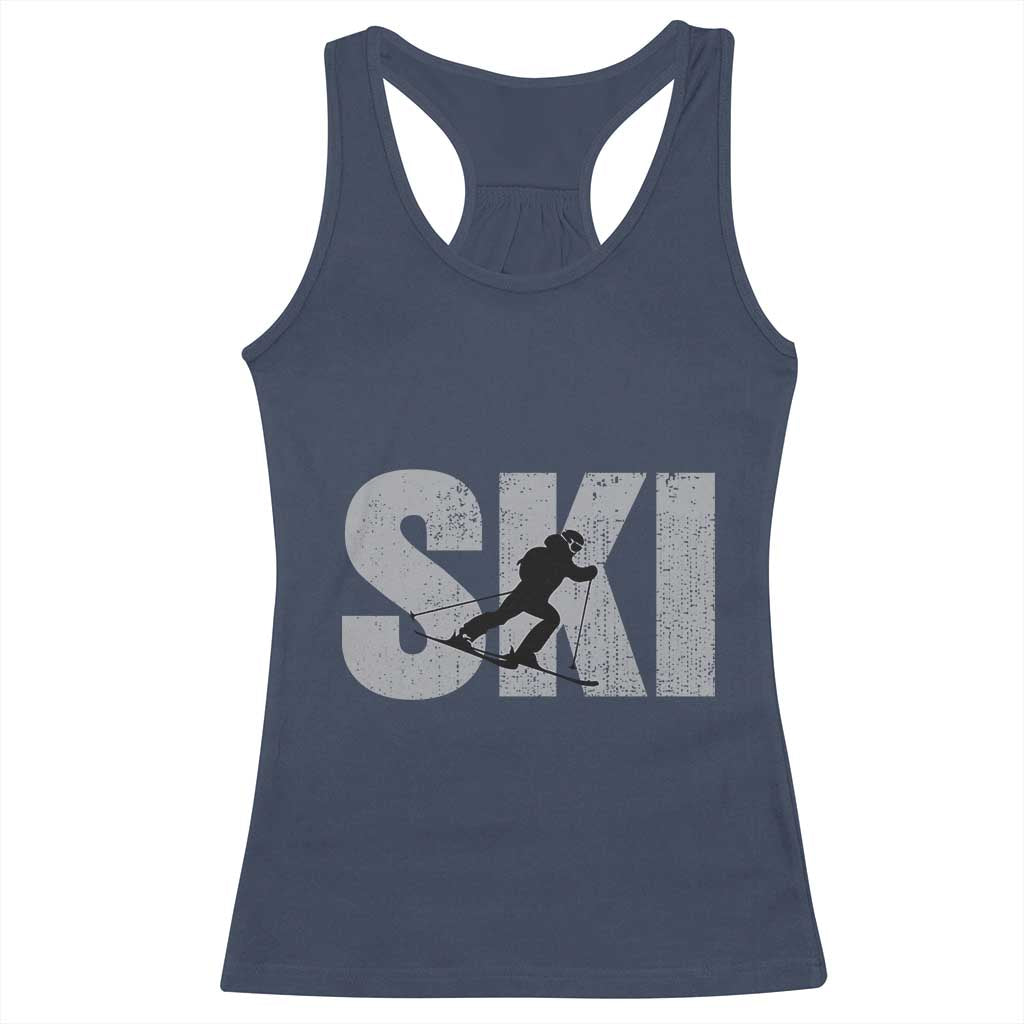 Cool Distressed Skiing Racerback Tank Top for Skiers TS10 Navy Print Your Wear