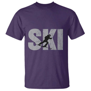 Cool Distressed Skiing T Shirt for Skiers TS10 Purple Print Your Wear