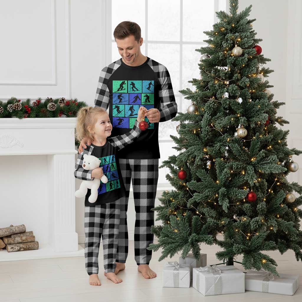 Skiing Plaid Pajama Set for Skiers Wintersport Ski Snowboard TS10 White Plaid Print Your Wear