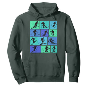 Skiing Hoodie for Skiers Wintersport Ski Snowboard TS10 Dark Forest Green Print Your Wear