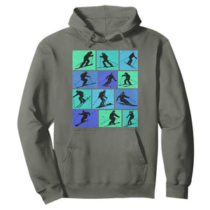 Skiing Hoodie for Skiers Wintersport Ski Snowboard TS10 Military Green Print Your Wear