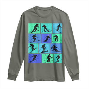 Skiing Long Sleeve Shirt for Skiers Wintersport Ski Snowboard TS10 Military Green Print Your Wear