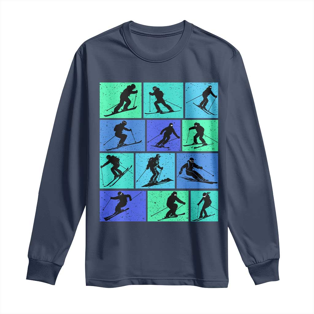 Skiing Long Sleeve Shirt for Skiers Wintersport Ski Snowboard TS10 Navy Print Your Wear