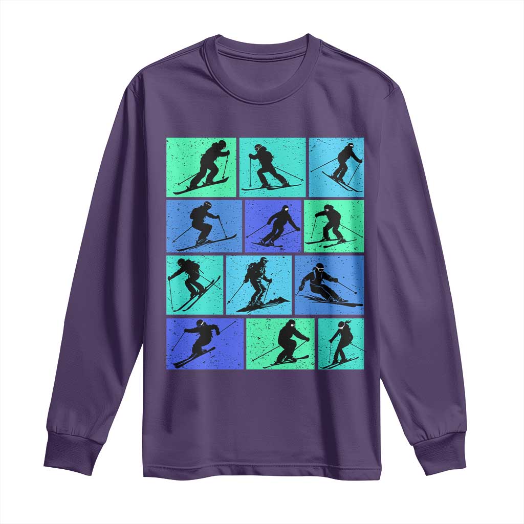 Skiing Long Sleeve Shirt for Skiers Wintersport Ski Snowboard TS10 Purple Print Your Wear