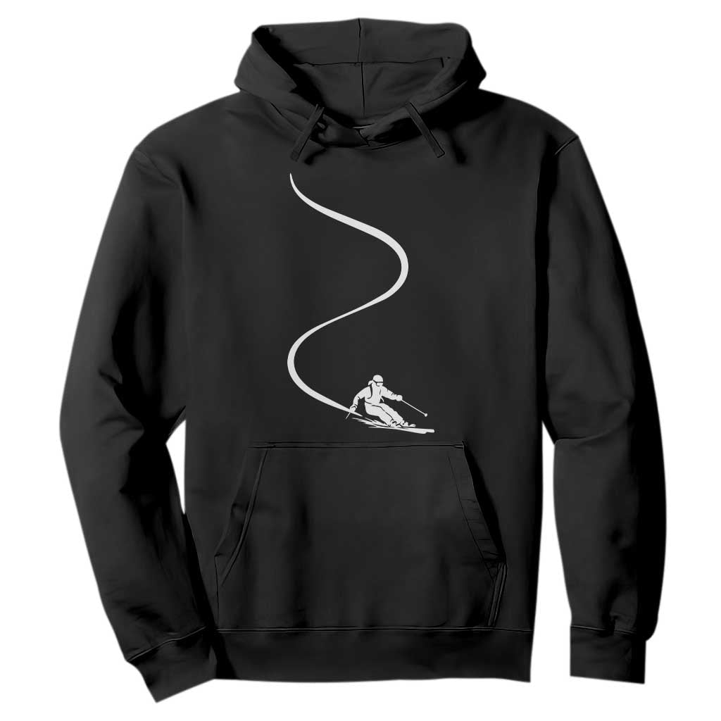 Skiing Hoodie Skier With Tracks In Deep Powder Snow Freeride Gift TS10 Black Print Your Wear