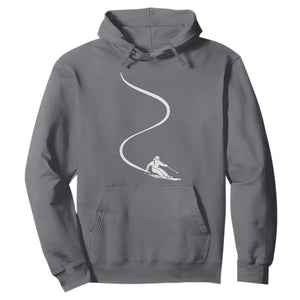 Skiing Hoodie Skier With Tracks In Deep Powder Snow Freeride Gift TS10 Charcoal Print Your Wear