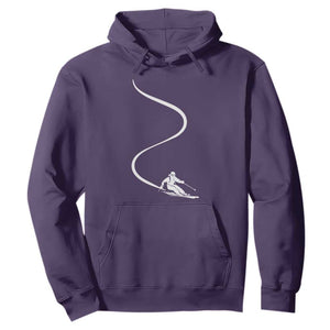 Skiing Hoodie Skier With Tracks In Deep Powder Snow Freeride Gift TS10 Purple Print Your Wear