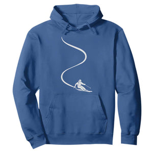 Skiing Hoodie Skier With Tracks In Deep Powder Snow Freeride Gift TS10 Royal Blue Print Your Wear