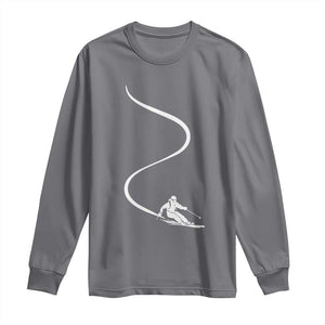 Skiing Long Sleeve Shirt Skier With Tracks In Deep Powder Snow Freeride Gift TS10 Charcoal Print Your Wear