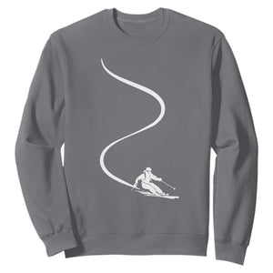 Skiing Sweatshirt Skier With Tracks In Deep Powder Snow Freeride Gift TS10 Charcoal Print Your Wear