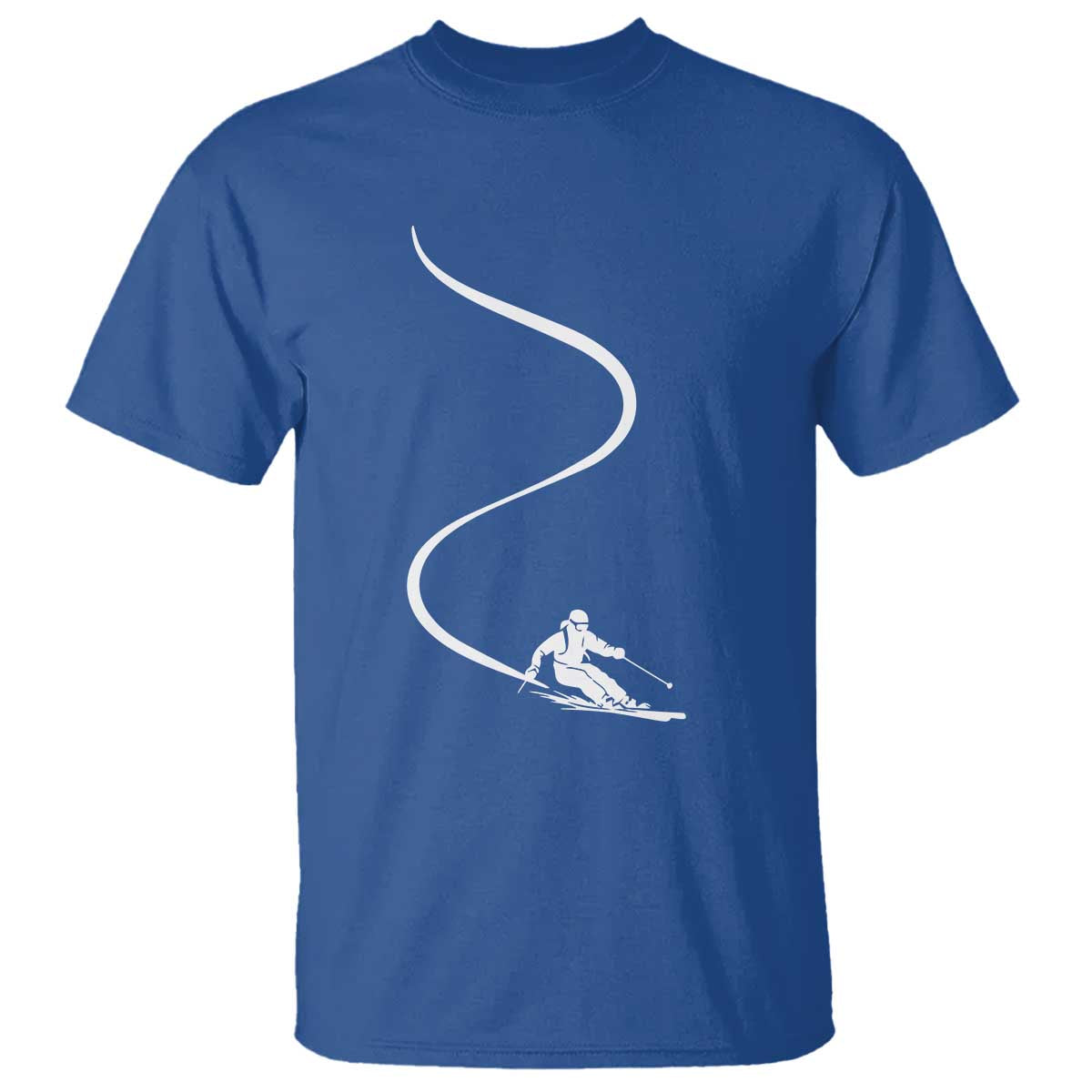 Skiing T Shirt Skier With Tracks In Deep Powder Snow Freeride Gift TS10 Royal Blue Print Your Wear