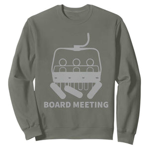 Funny Skiing Sweatshirt Snowboard Meeting Gift TS10 Military Green Print Your Wear