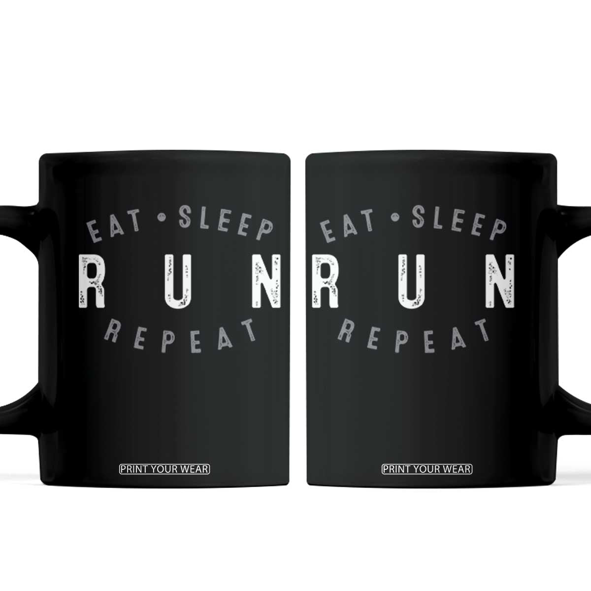 Eat Sleep Run Repeat Coffee Mug Marathon Runner TS10 Black Print Your Wear