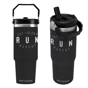 Eat Sleep Run Repeat Flip Straw Tumbler Marathon Runner TS10 One Size: 30 oz Black Print Your Wear
