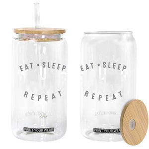 Eat Sleep Run Repeat Glass Can Marathon Runner TS10 Print Your Wear
