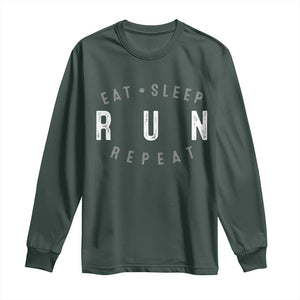 Eat Sleep Run Repeat Long Sleeve Shirt Marathon Runner TS10 Dark Forest Green Print Your Wear