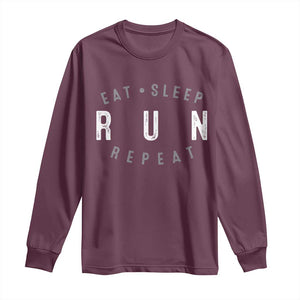 Eat Sleep Run Repeat Long Sleeve Shirt Marathon Runner TS10 Maroon Print Your Wear