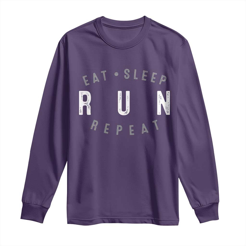 Eat Sleep Run Repeat Long Sleeve Shirt Marathon Runner TS10 Purple Print Your Wear