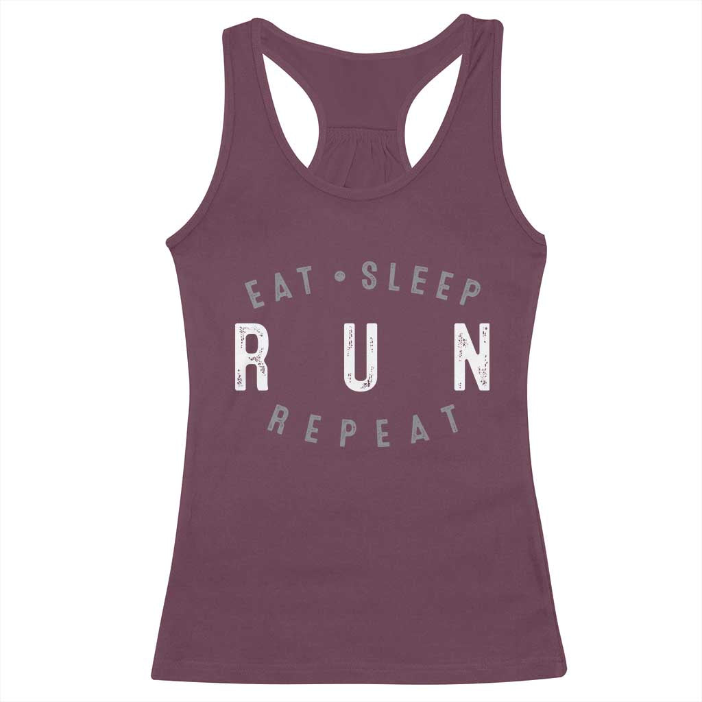 Eat Sleep Run Repeat Racerback Tank Top Marathon Runner TS10 Maroon Print Your Wear