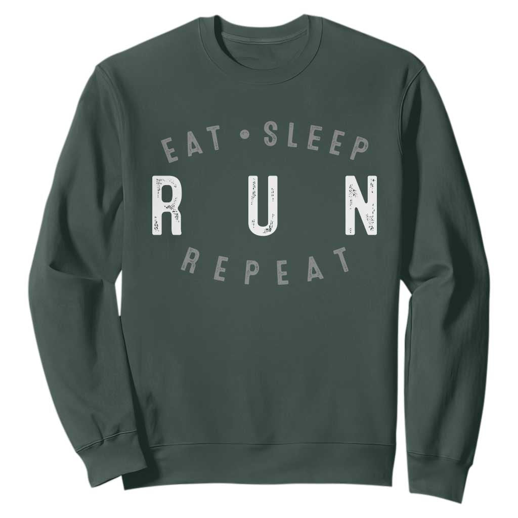 Eat Sleep Run Repeat Sweatshirt Marathon Runner TS10 Dark Forest Green Print Your Wear