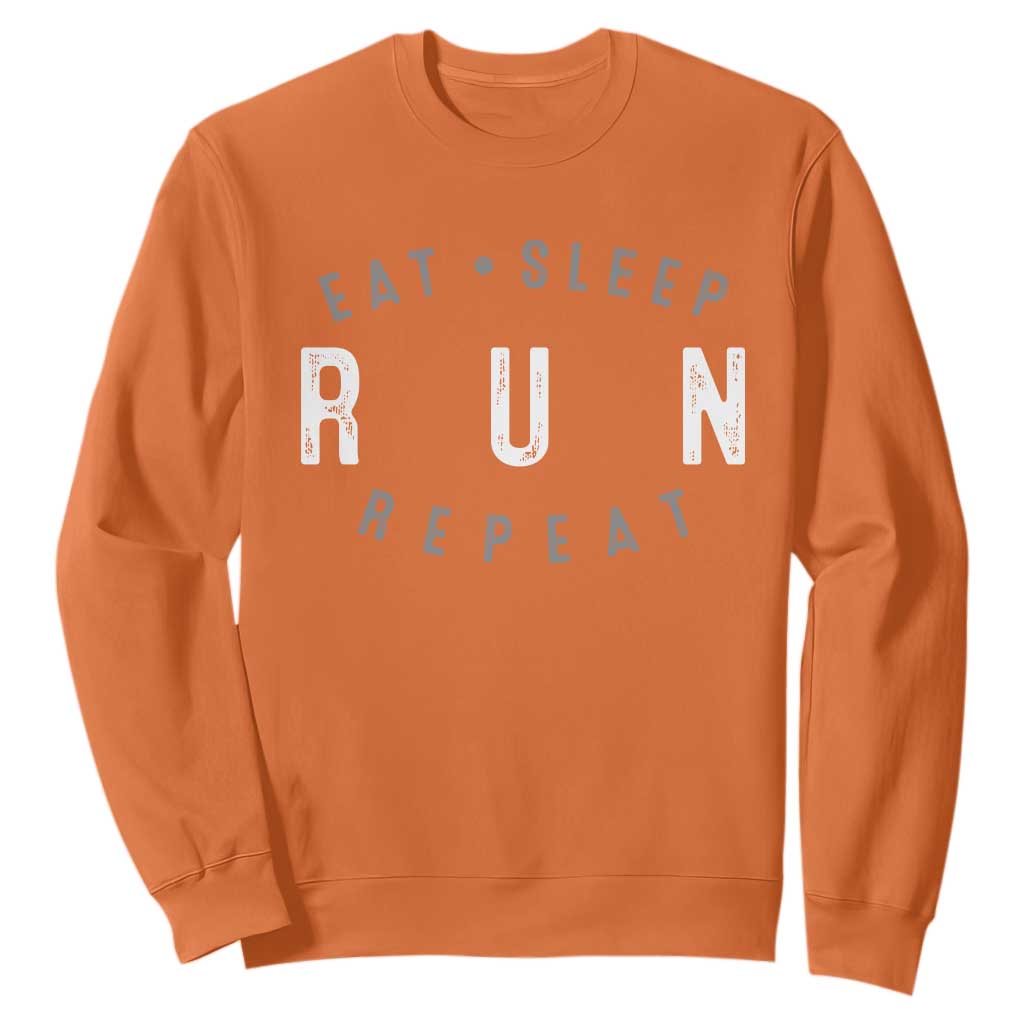 Eat Sleep Run Repeat Sweatshirt Marathon Runner TS10 Orange Print Your Wear
