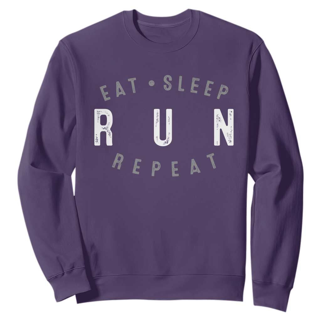 Eat Sleep Run Repeat Sweatshirt Marathon Runner TS10 Purple Print Your Wear