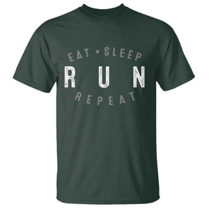 Eat Sleep Run Repeat T Shirt Marathon Runner TS10 Dark Forest Green Print Your Wear