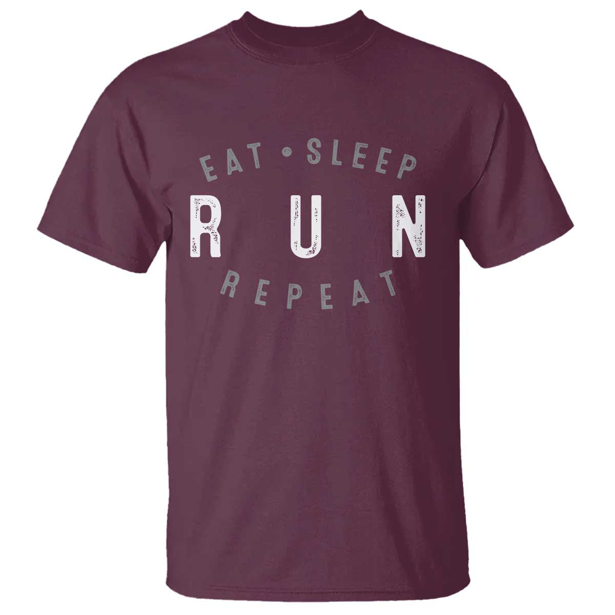 Eat Sleep Run Repeat T Shirt Marathon Runner TS10 Maroon Print Your Wear