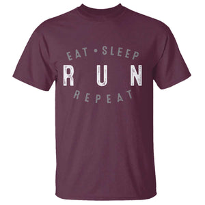Eat Sleep Run Repeat T Shirt Marathon Runner TS10 Maroon Print Your Wear