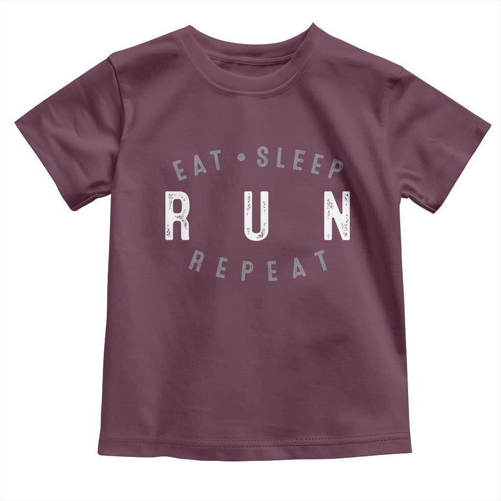 Eat Sleep Run Repeat Toddler T Shirt Marathon Runner TS10 Maroon Print Your Wear