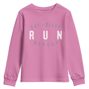 Eat Sleep Run Repeat Youth Sweatshirt Marathon Runner TS10 Azalea Print Your Wear