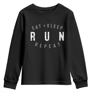 Eat Sleep Run Repeat Youth Sweatshirt Marathon Runner TS10 Black Print Your Wear
