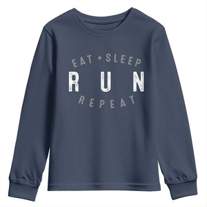 Eat Sleep Run Repeat Youth Sweatshirt Marathon Runner TS10 Navy Print Your Wear