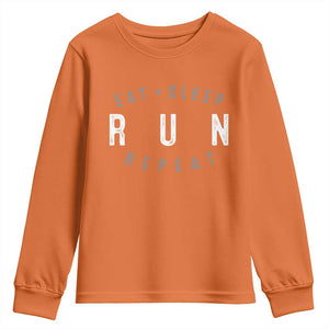 Eat Sleep Run Repeat Youth Sweatshirt Marathon Runner TS10 Orange Print Your Wear