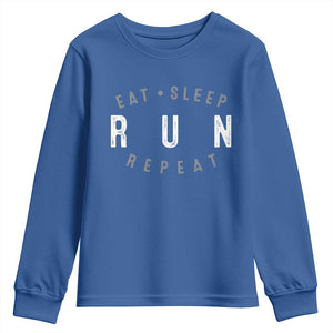 Eat Sleep Run Repeat Youth Sweatshirt Marathon Runner TS10 Royal Blue Print Your Wear