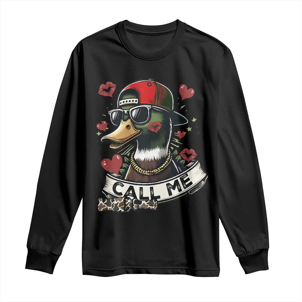 Valentine Mallard Duck Long Sleeve Shirt Camo Hunting Valentines Day Gift For Her TS10 Black Print Your Wear