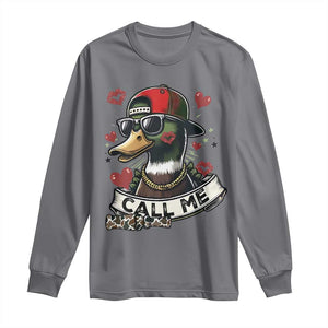 Valentine Mallard Duck Long Sleeve Shirt Camo Hunting Valentines Day Gift For Her TS10 Charcoal Print Your Wear