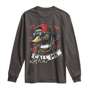 Valentine Mallard Duck Long Sleeve Shirt Camo Hunting Valentines Day Gift For Her TS10 Dark Chocolate Print Your Wear