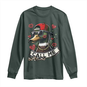 Valentine Mallard Duck Long Sleeve Shirt Camo Hunting Valentines Day Gift For Her TS10 Dark Forest Green Print Your Wear