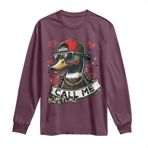 Valentine Mallard Duck Long Sleeve Shirt Camo Hunting Valentines Day Gift For Her TS10 Maroon Print Your Wear