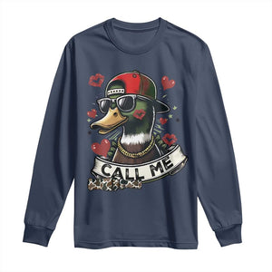 Valentine Mallard Duck Long Sleeve Shirt Camo Hunting Valentines Day Gift For Her TS10 Navy Print Your Wear